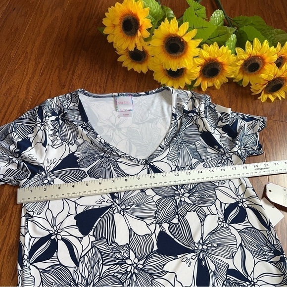 Stella Parker Navy & White Floral Short Sleeve UPF 30+ Sun Protection Dress, NWT - Picture 8 of 14